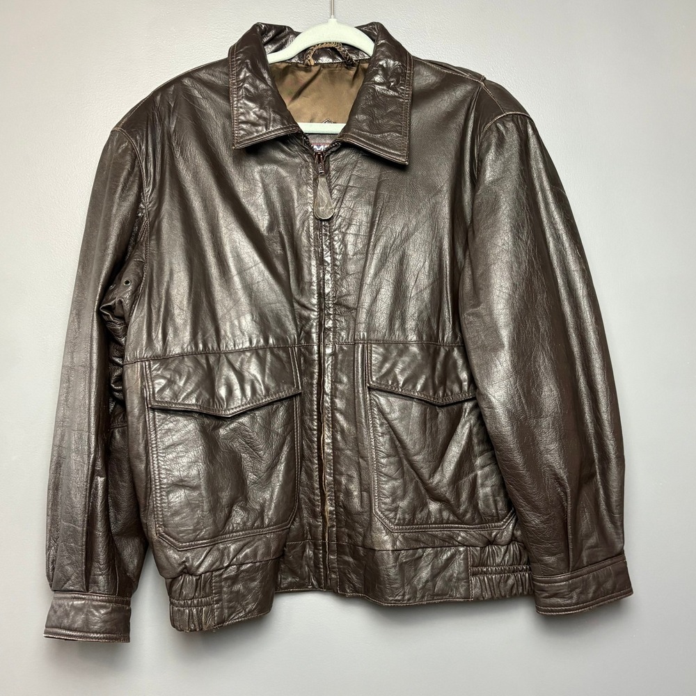 VTG. Nimbus Gant Leather Jacket Men 42 Brown Bomber Flight Heritage Retro RARE